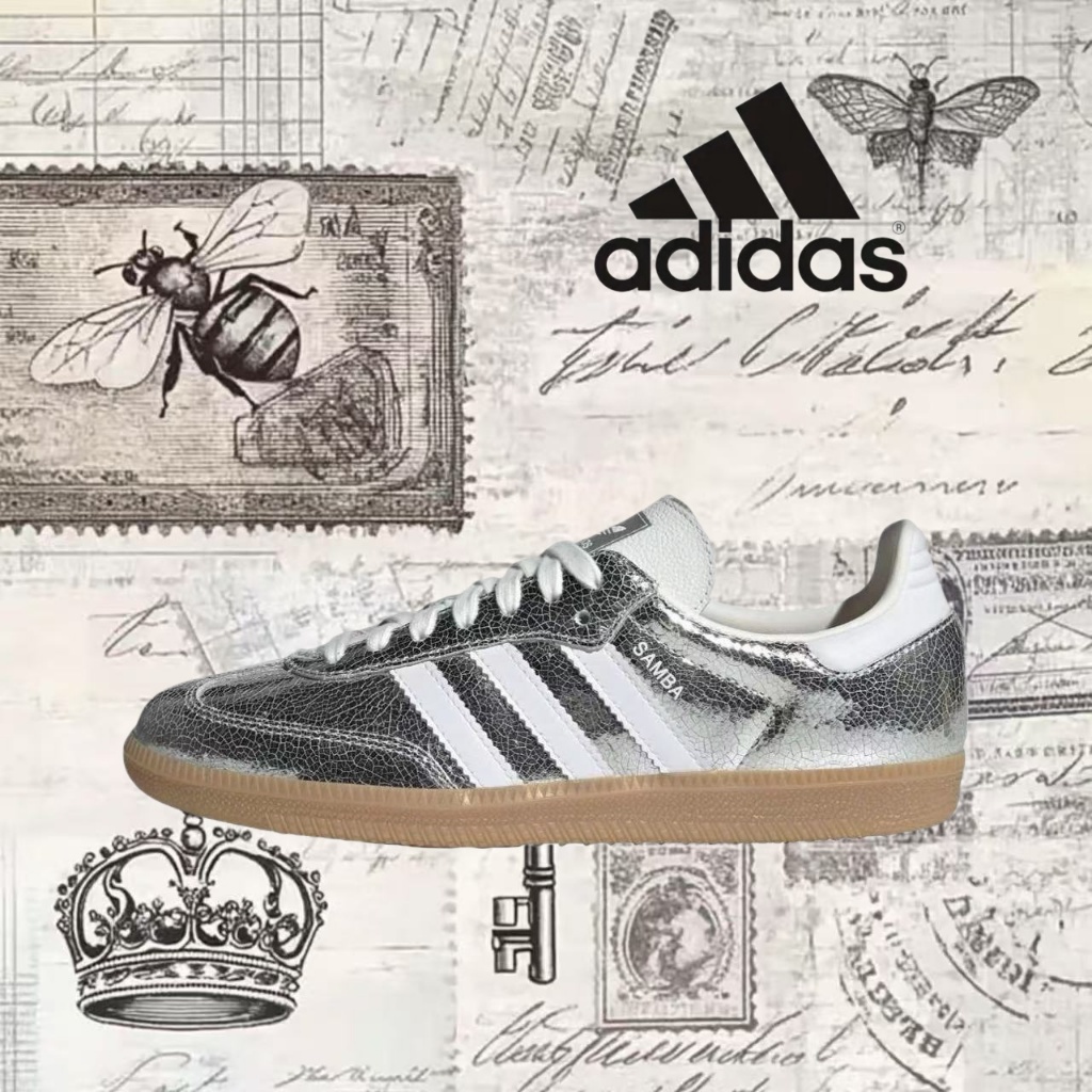 🎉（ของแท้ 100 %）adidas originals Samba OG gazelle JR0035 สีเงิน