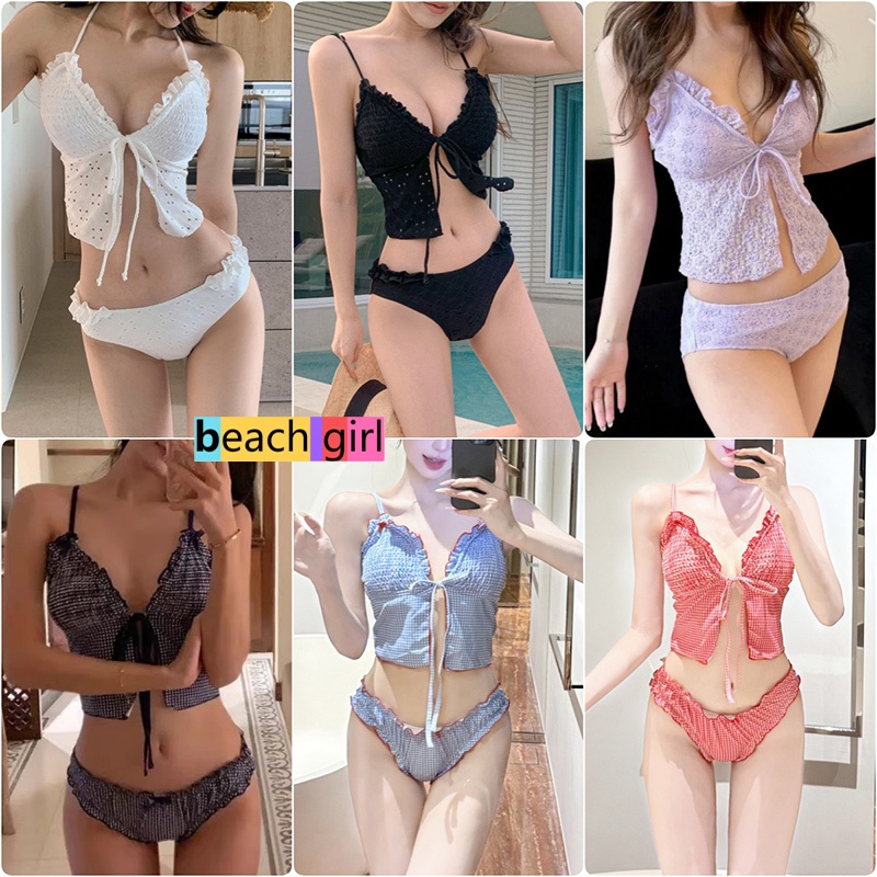 💮beachgirl💮มีตัวเลือกสีมากมาย ชุดว่ายน้ําผู้หญิง ชุดบิกินี่ sexy สไตล์เกาหลี swim ส่งไวจากไทย summer