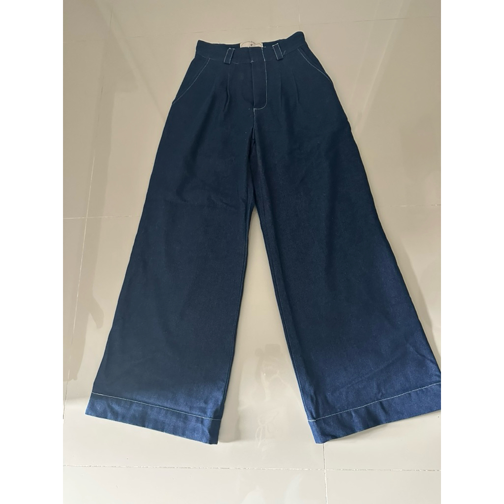 New กางเกงยีนส์เอวสูง สีเข้ม ป้าย X2M Market Size.s