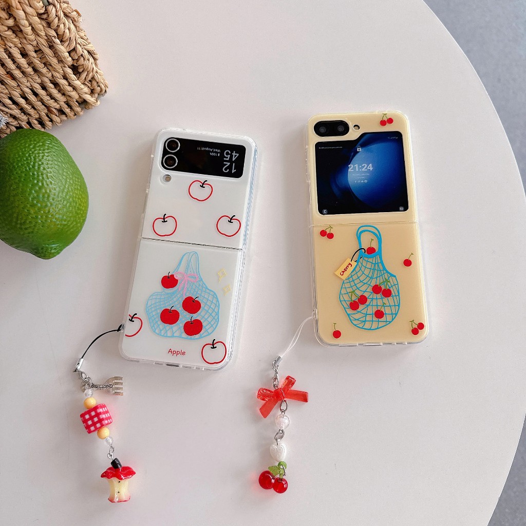 SALE ! เคสฟลิปลายมินิมอลแอปเปิ้ลเชอร์รี่ (2056) for Samsung Galaxy Z Flip7 Flip6 Flip5 Flip4 Flip3