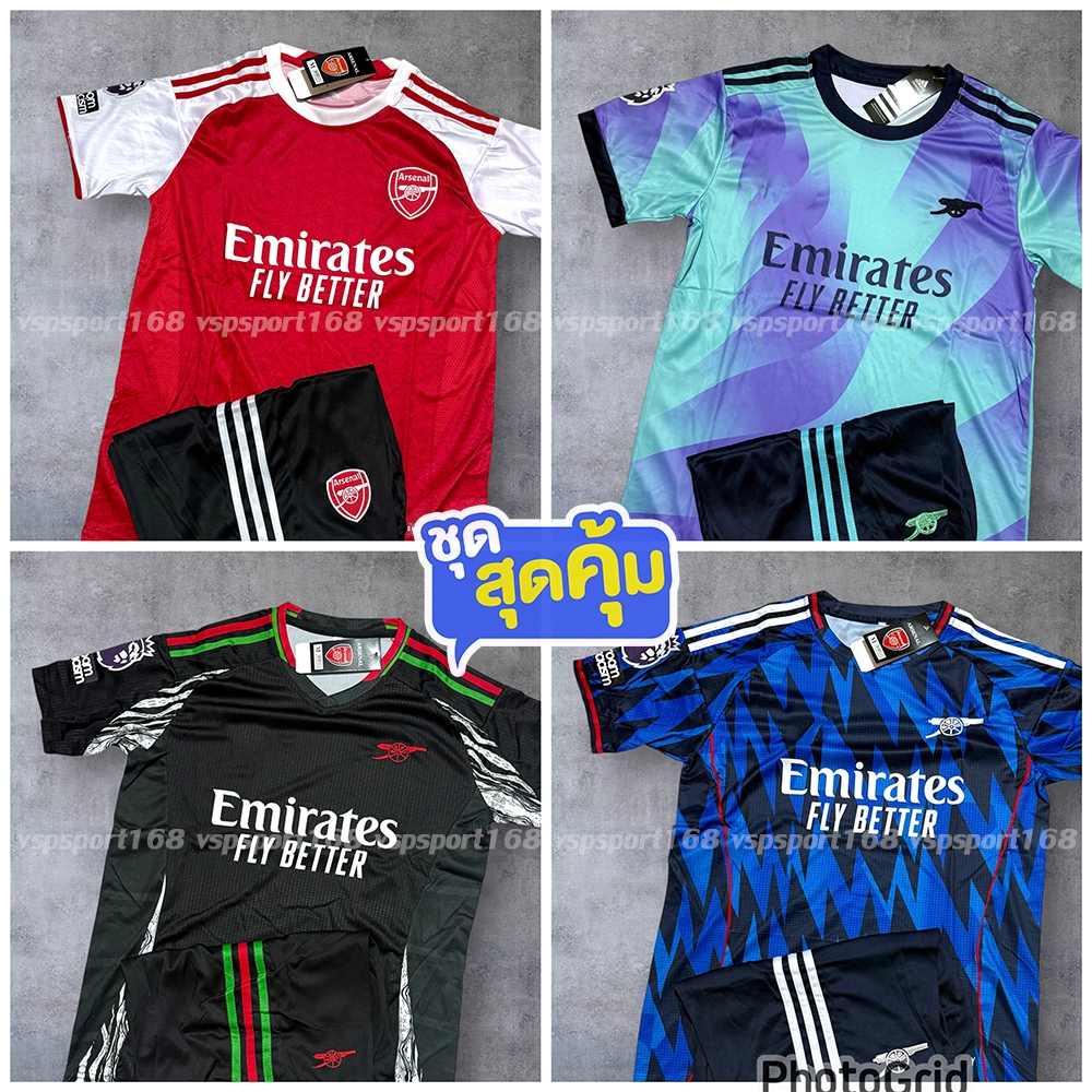 ชุดกีฬา Asenal 2025/26 ราคาถูกเหนือผ้า polyester [เสื้อ+กางเกง] พร้อมส่งทันที