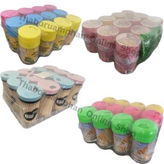 [ขายยกโหล] ไม้จิ้มฟันไม้ไผ่ สองปลายแหลม (แบบกระปุก) มีให้เลื…