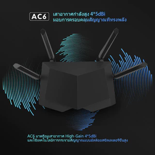 Tenda AC6 เราเตอร์ AC1200 Smart Dual-Band 2.4G/5G WiFi Router Repeater (ไม่รองรับการใส่ซิม)