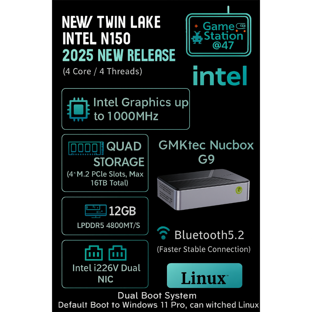 GMKtec G9 N150 MINI PC DDR5 12GB 64GB EMMC