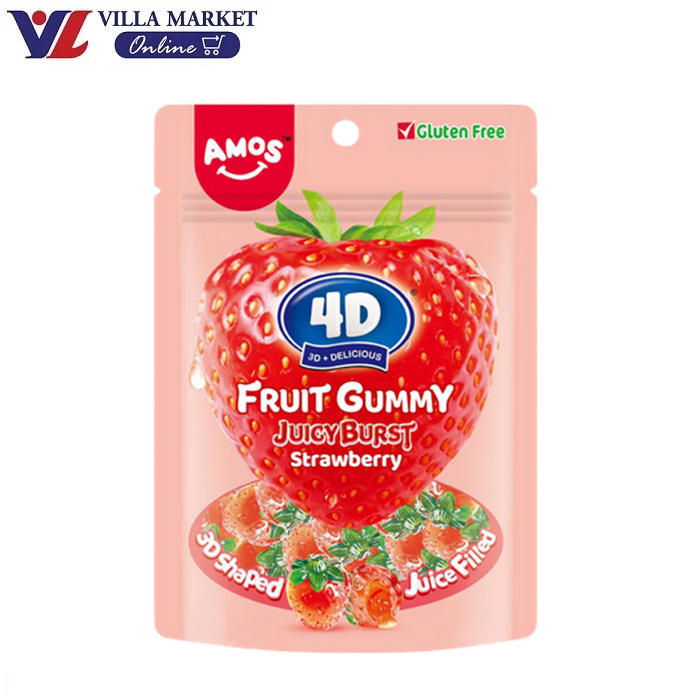 Amos Gummy Center Filled Strawberry 40g