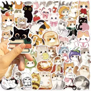 1 แพ็ก 50 ชิ้น การ์ตูน น่ารัก แมว สติ๊กเกอร์ ใช้ตกแต่งกระเป๋าเดินทาง เคสไอแพด แก้วน้ำ เคสโทรศัพท์ แล็ปท็อป กีตาร์