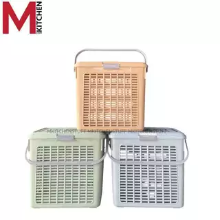 M KITCHEN ตะกร้าอเนกประสงค์ ใบใหญ่ทรงสูง ขนาด 35x47x41.5cm ตะกร้าผ้า ตะกร้าเตรียมคลอด ตะกร้าฝาปิด (C1)