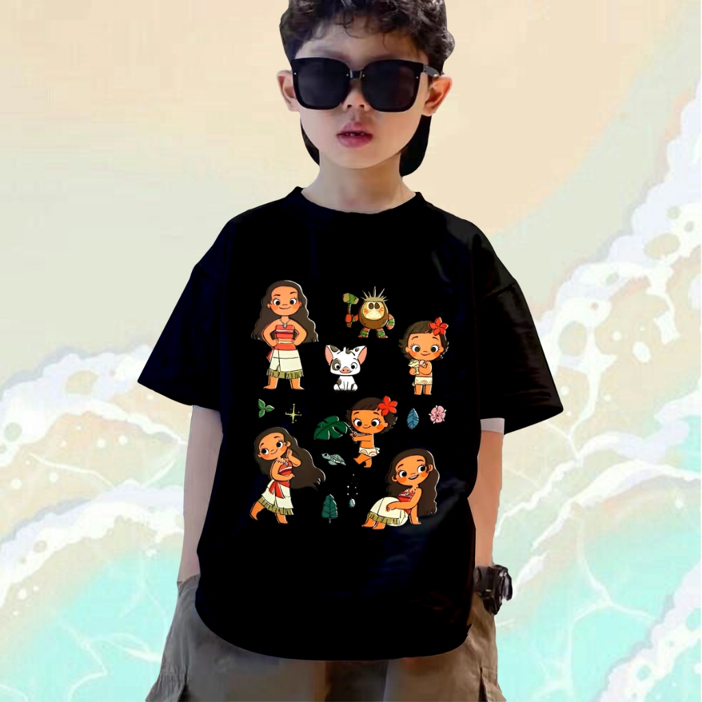 Moana 2 Kids T-shirt เสื้อยืด Moana สีสบาย,เสื้อยืด Moana 2 เสื้อยืดเด็ก ล้างทำความสะอาดได้และไม่เสี