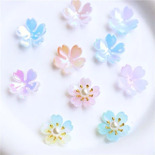 ลูกปัดอะคริลิคขนาด15มิลดอกซากุระสวยๆถุง100กรัม