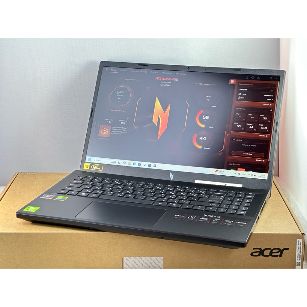 สภาพใหม่ Acer Nitro ประกัน 2 ปีครึ่ง 21/3/68 จอ 165Hz RTX 2050 V15 ANV15-41-R842 (NBXXXX )
