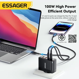 Essager เครื่องชาร์จพกพา 100W 2C+2A มาตรฐานยุโรป เหมาะกับอุปกรณ์หลากหลาย