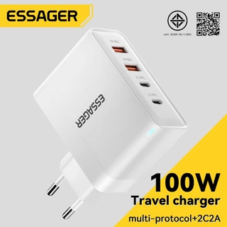 Essager เครื่องชาร์จพกพา 100W 2C+2A มาตรฐานยุโรป เหมาะกับอุปกรณ์หลากหลาย