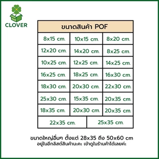 Clover (100 ใบ) ถุงฟิล์มหด POF แบบซอง 8x15cm ถึง 25x35cm ฟิล์มหดนิ่ม ถุงฟิล์มหดสำเร็จ ฟิล์มหด ใส ห่อกล่องโทรศัพท์ ห่อหน
