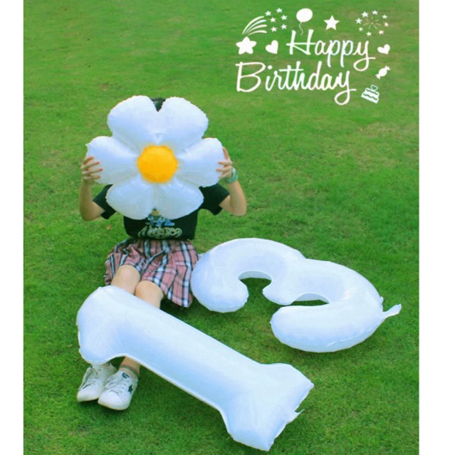 [พร้อมส่งจากไทย] ลูกโป่งฟอยล์ ลูกโป่งฟอยล์ตัวเลข ลูกโป่งตัวเลข ลูกโป่งฟอยล์สีขาว สไตล์มินิมอล ขนาด 32 นิ้ว