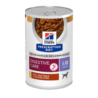 (12 กระป๋อง) Hill's Canine i/d Low Fat chicken stew 12.5oz. สำหรับสุนัข ปัญหาตับอ่อนอักเสบ ไขมันต่ำ