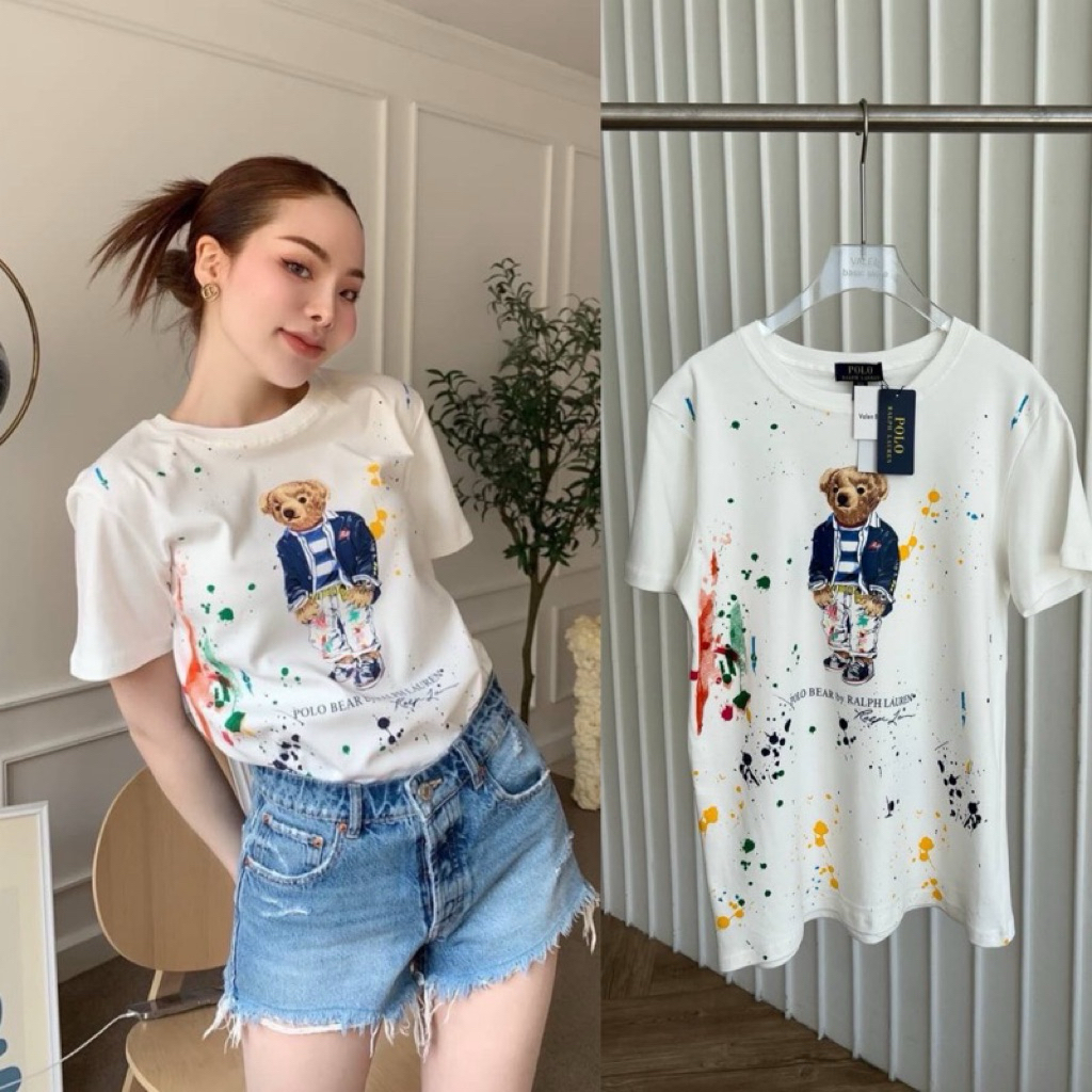 Vacation bear & AC🐻✨ เสื้อยืดน้องหมี สุดฮิต น่ารักสุดๆ เป็นสีเสื้อหลากสี คูลมากๆ ที่สำคัญ ลายสกรีนคือ เป๊ะ