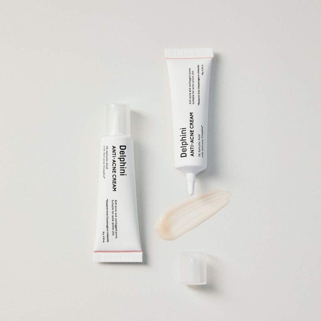 DUO SET : Delphini Anti Acne Cream 15g  ครีมแต้มสิว ลดสิวอักเสบ ครีมลดสิวอุดตัน