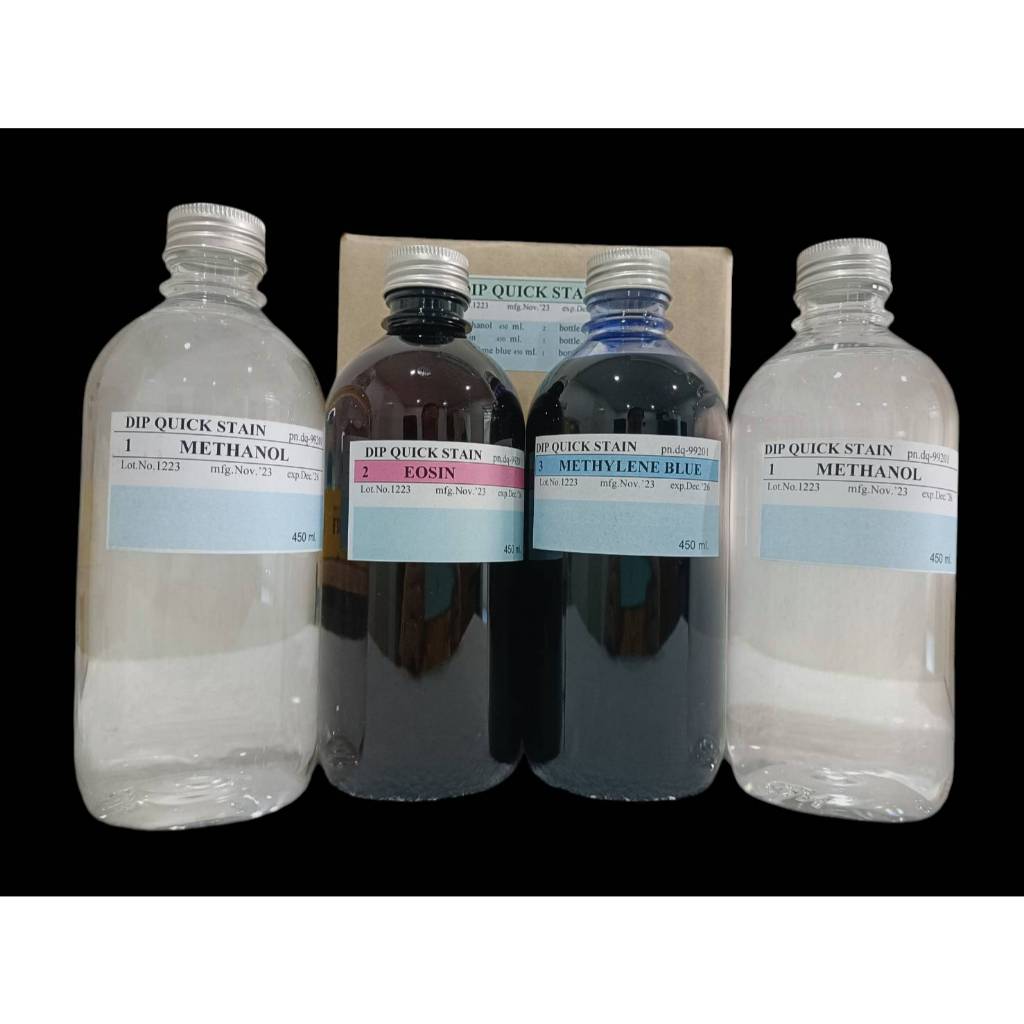 สีย้อม DIP QUICK SET , EOSIN , METHANOL , METHYLENEBLUE DIP QUICK SET 4X450 ML สีย้อมดิฟควิก)