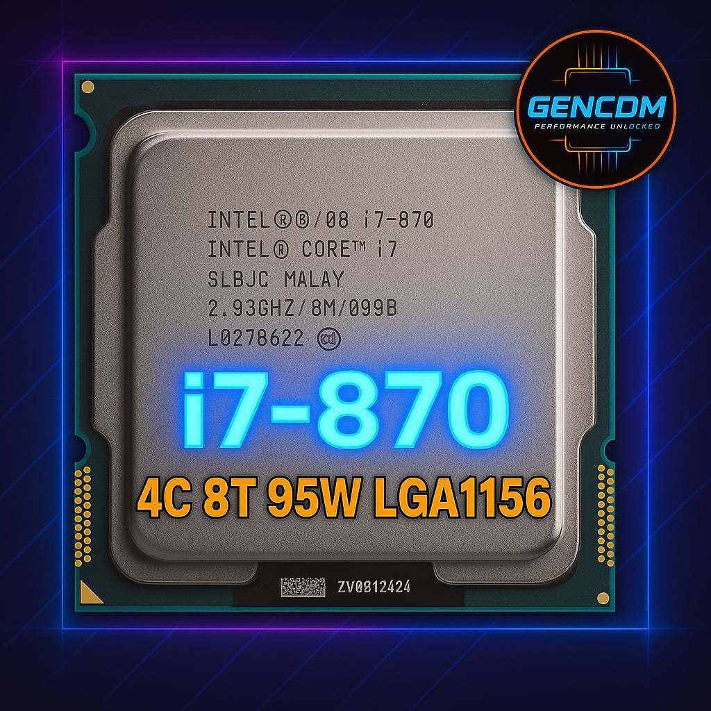 ซีพียู CPU Intel Core i7-870 2.93 GHz 4คอ8เทรด 95W LGA 1156 ฟรีซิลิโคลน1ซอง i7 870