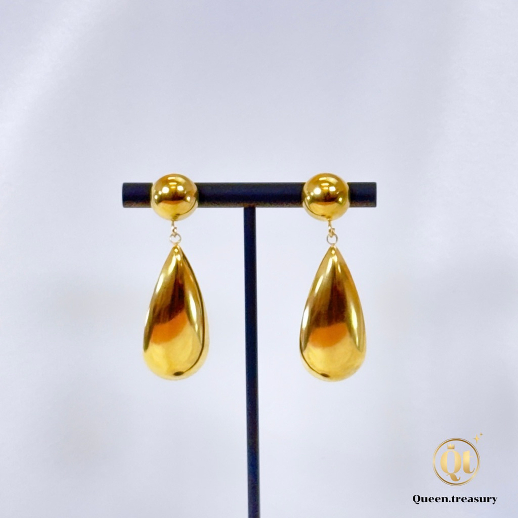 ต่างหู "Drops of Gold" – ชุบทองแท้  18K | ปรับขนาดได้ | กันน้ำ | เป็นมิตรกับผิว