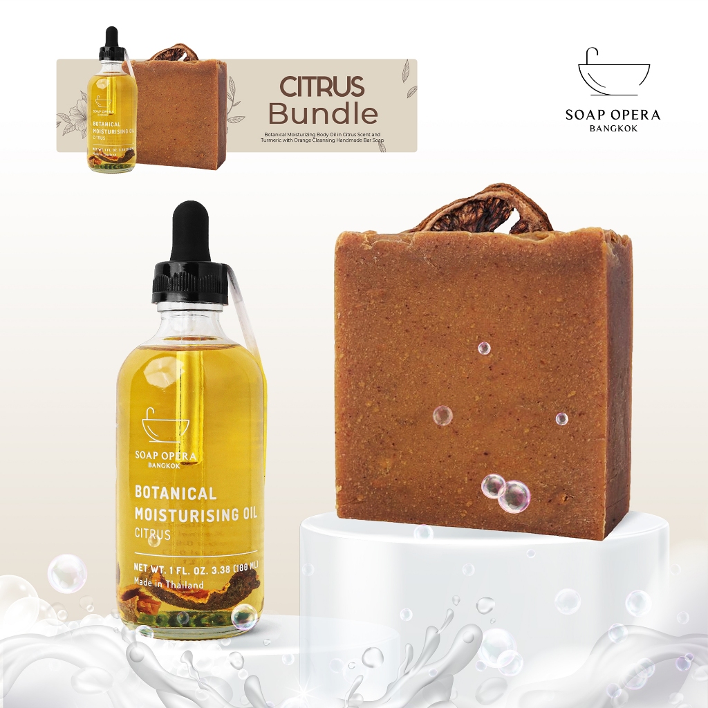 Soap Opera - Citrus Self Care Bundle 1: Moisturizing Body Oil + Turmeric with Orange Cleansing Handm
