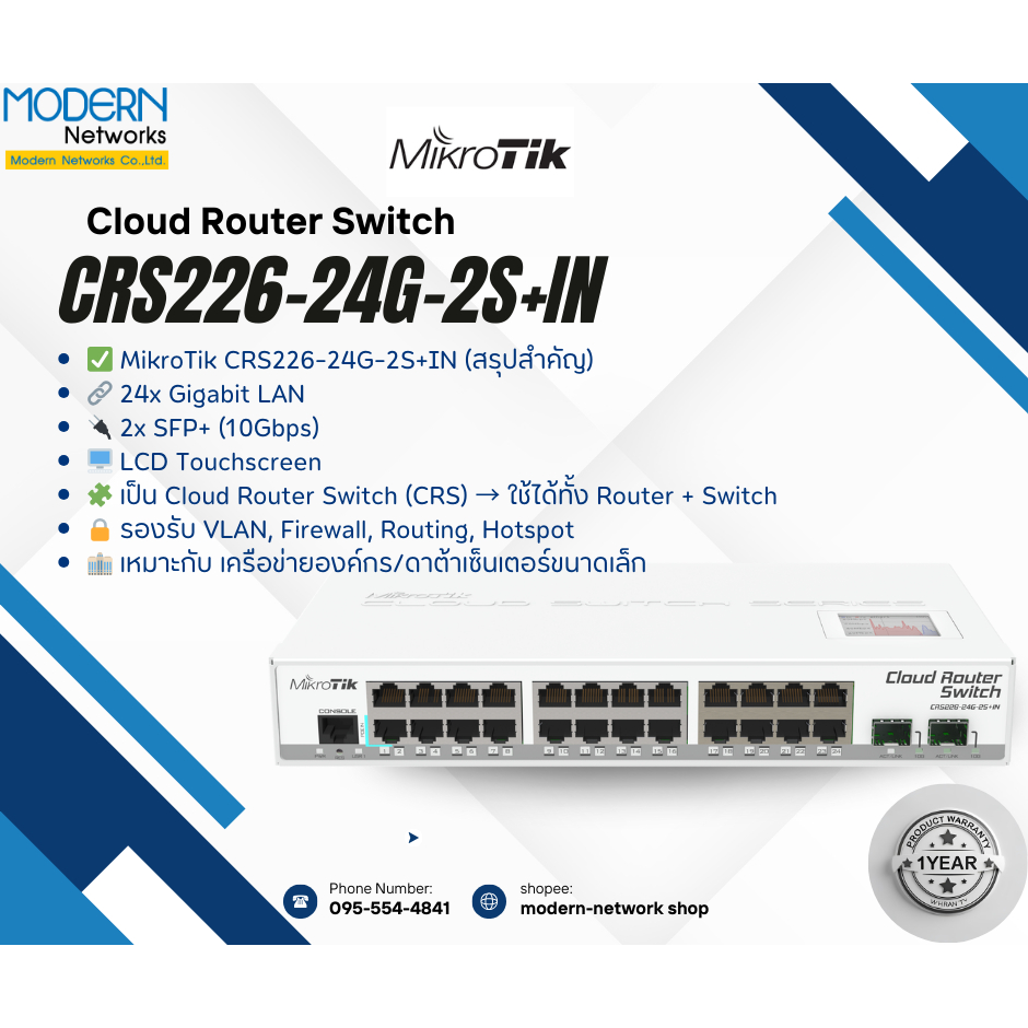 MikroTik CRS226-24G-2S+IN ⚡️ส่งไว⚡️ ออกใบกำกับภาษีได้⚡️🔥