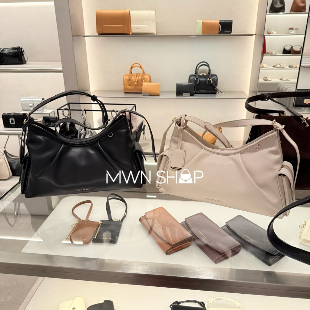 Charles&keith khai กระเป๋าสะพายไหล่ มีโค้ดลด30% Khai พร้อมถุงผ้า ถุงกระดาษ ของแท้จากชอป