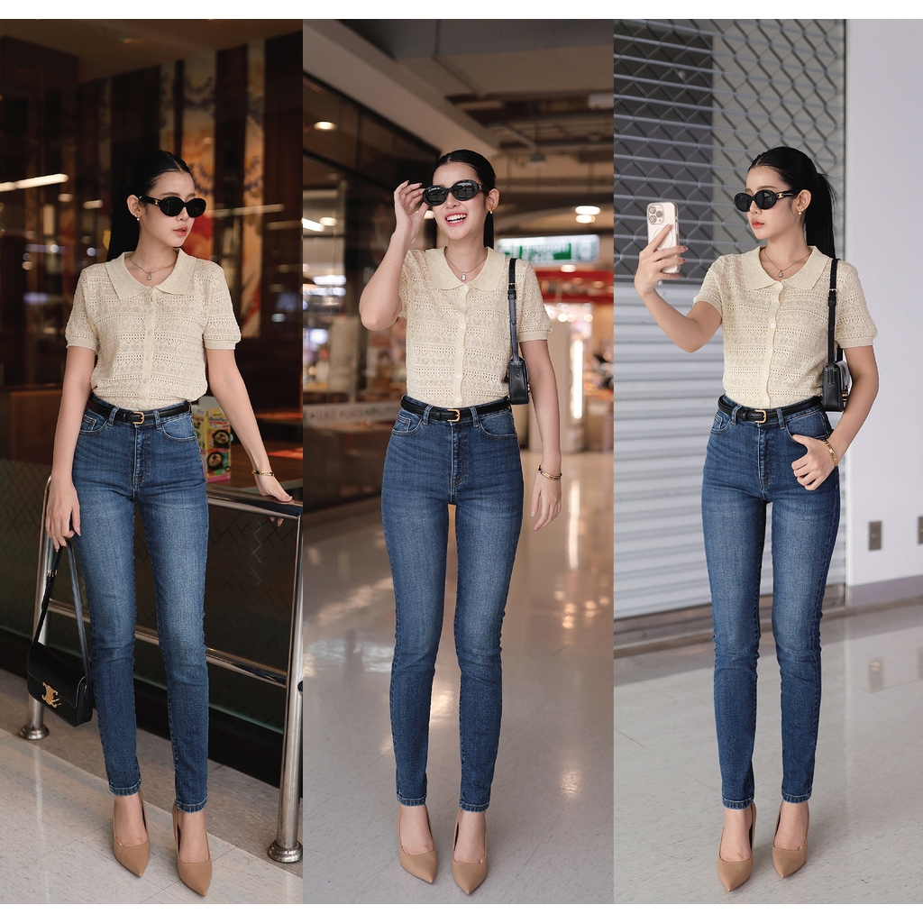 N7076 SKINNY JEANS IN MEDIUM FADE BLUE - NUMBERSEVEN