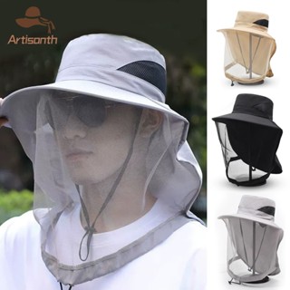ส่งเร็ว💥หมวกชาวประมงกลางแจ้งหมวกปีกกว้างหมวกกันยุงพร้อมตาข่า…