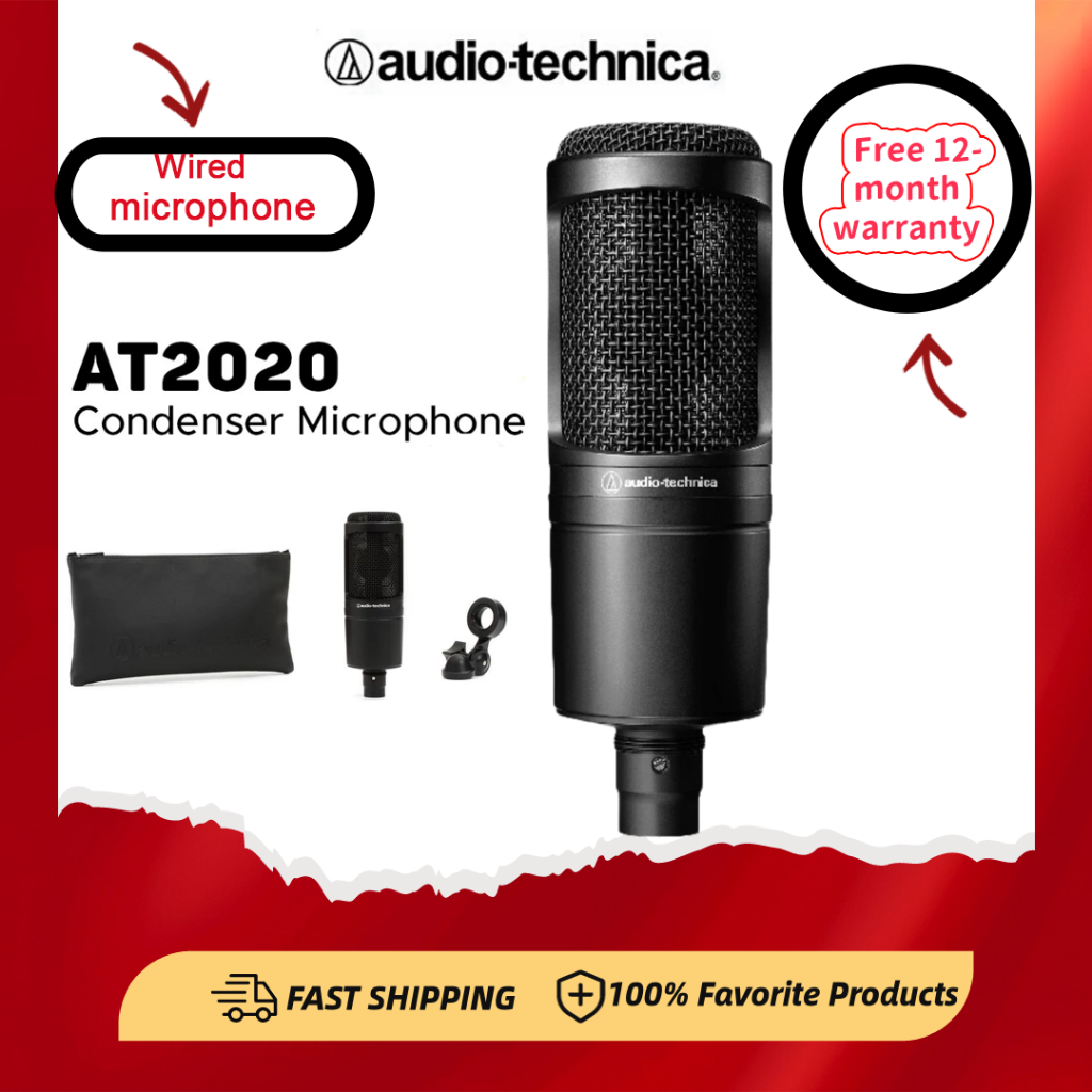 Audio- Technica AT2020,ไมโครโฟนคอนเดนเซอร์ [วงเล็บไมโครโฟนรวมเป็นของขวัญ]