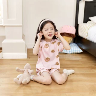 Beryl kids🌸ชุดนอนเด็ก🎀ชุดเด็กผู้หญิง แขนสั้น+กางเกงขาสั้น ฤดูร้อน ลำลอง นุ่ม สบาย ผ้าใส่เย็นสบาย แฟชั่นสไตล์เกาหลีสุดน่า