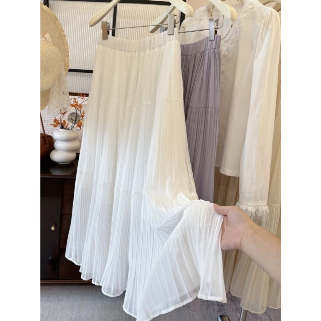 [Sheing office]🌟พร้อมส่ง🌟กระโปรงยาวผู้หญิง เอวสูง เข้ารูป สะโพกจับจีบ กระโปรงทรงเอ