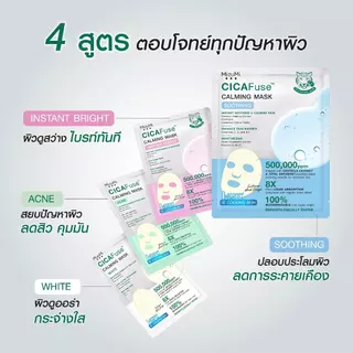 [แพ็คคู่ SET DUO] MizuMi CICAFuse Calming Mask (1กล่อง x 5ซอง) มาสก์เสือพีพี กู้ผิวโทรม ลดสิว ผิวอิ่มน้ำ รู้สึกเย็นทันที