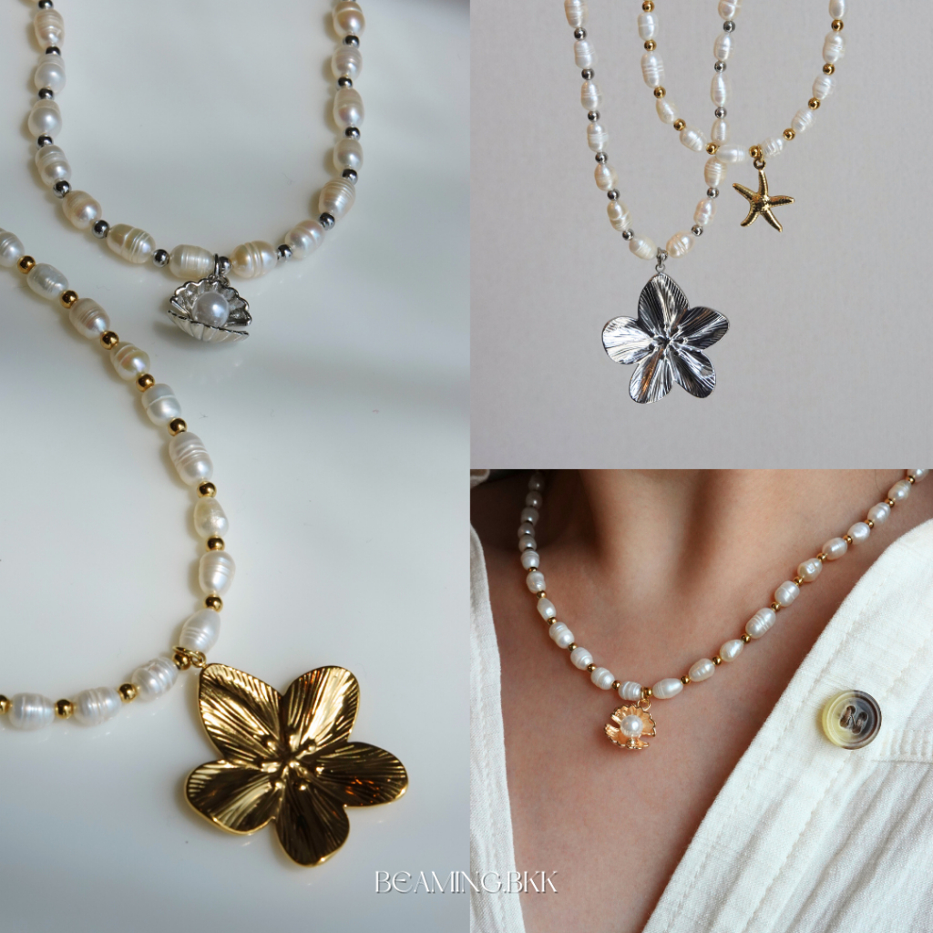 Beaming.bkk - Ocean Bloom Pearl Necklace สร้อยคอไข่มุกแท้