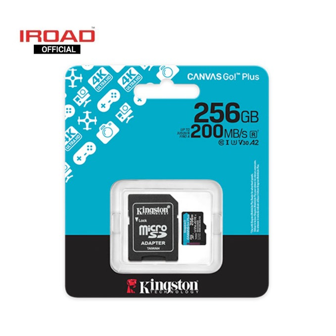 IROAD Kingston 256GB เมมโมรี่ microSD รุ่น Canvas Go! Class 10 เมมโมรี่การ์ดความเร็วสูง สำหรับกล้องว