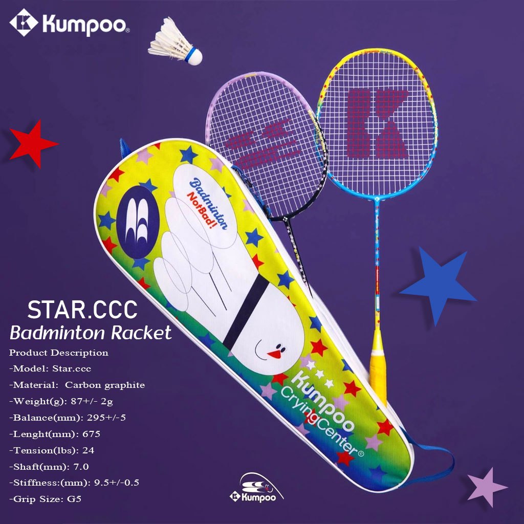 ส่งจากไทย🇹🇭 ของแท้ 💯% ไม้แบดมินตัน Kumpoo x CryingCenter รุ่น Star.ccc ( Pack คู่ ) ส่งจากไทย