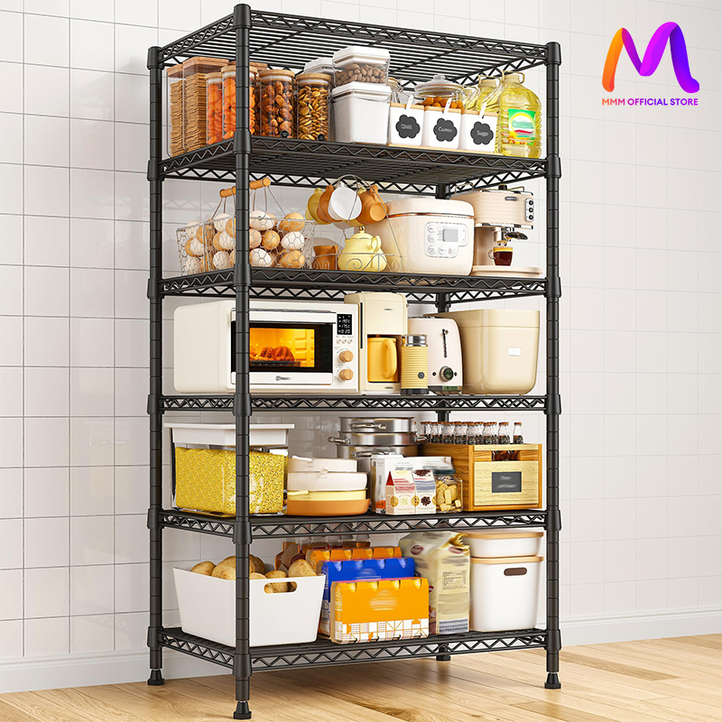 MMM ชั้นวางของในครัว ปรับความสูงระหว่างชั้นได้ ชั้นวางของ ตู้หนังสืออเนกประสงค์ ชั้นเหล็ก ชั้นเก็บขอ