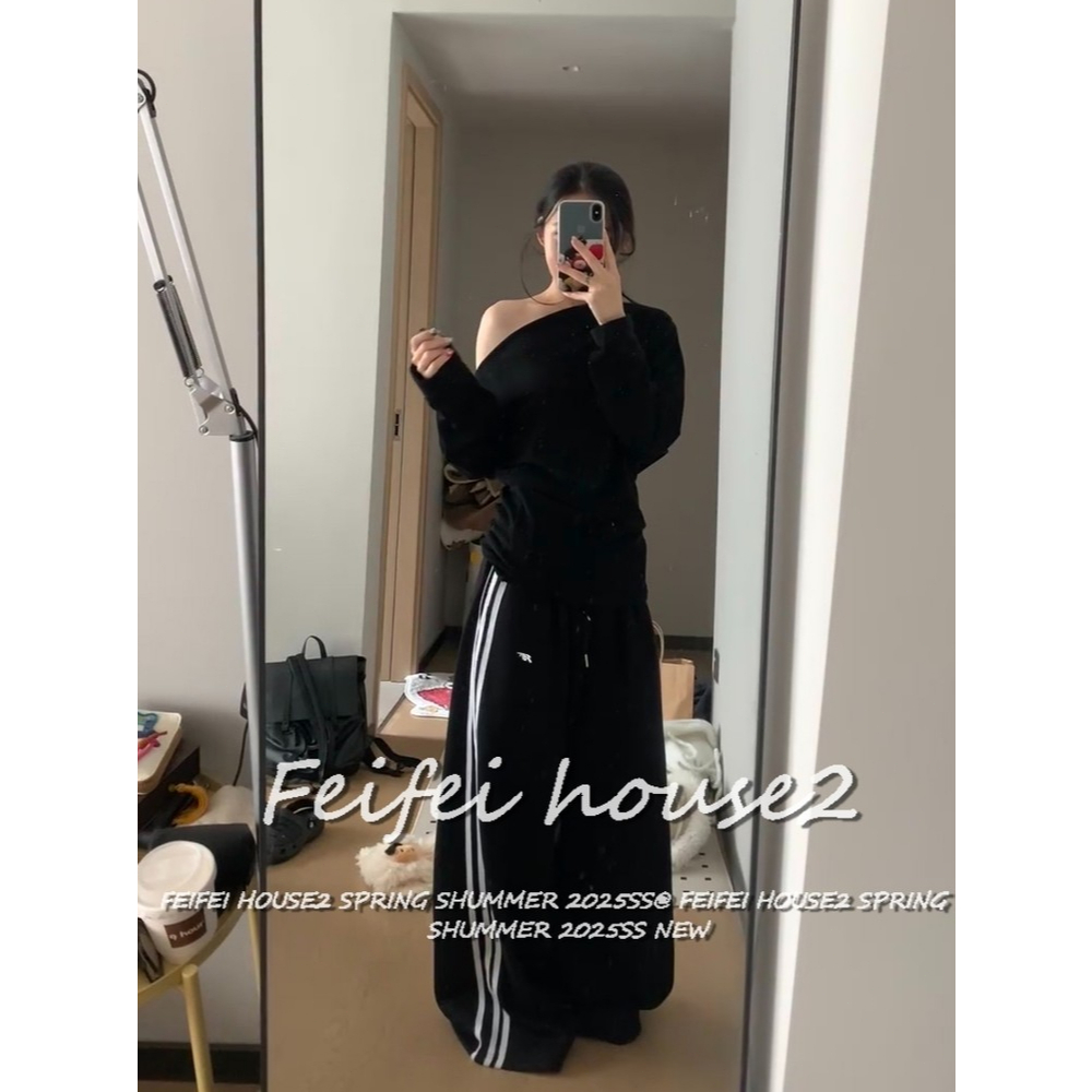 [Summer quick-drying fabric wide-leg pants]กางเกงขากว้างลายทางด้านข้างสไตล์อเมริกันลำลองสำหรับฤดูร้อน