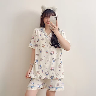 ชุดนอนผ้าเนื้อนุ่มสำหรับผู้หญิง รุ่นใหม่สวมใส่สบาย ลายน่ารักสำหรับฤดูร้อน แบบที่ต้องมี พร้อมส่งในไทย