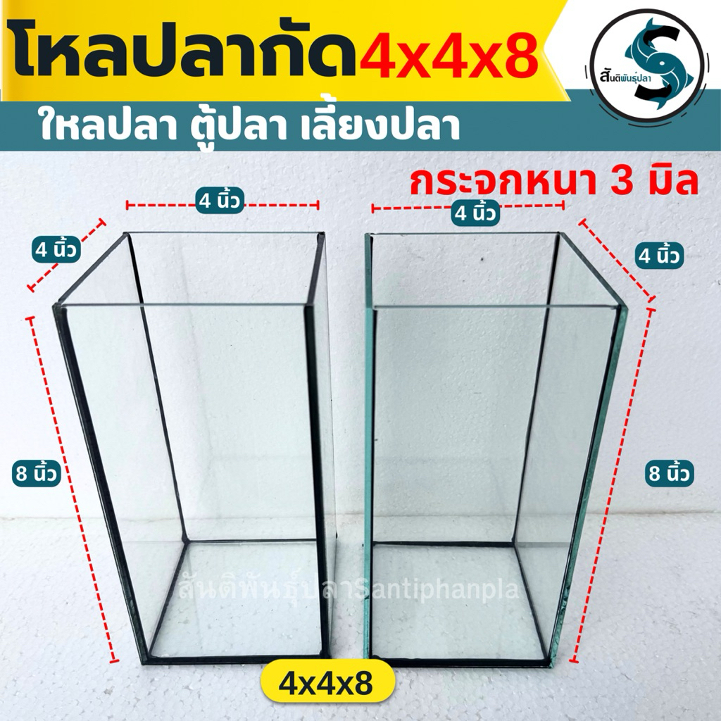 โหลปลากัด เกรดA หนา3มิลมีขนาด 4x4x8นิ้ว/ ตู้ปลาขนาดเล็ก โหลใส่ปลากัด (1ใบ)