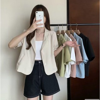 🐻พร้อมส่ง🐻 เบลเซอร์ เสื้อสูทแขนสั้น เสื้อทำงานผู้หญิง (Frees…