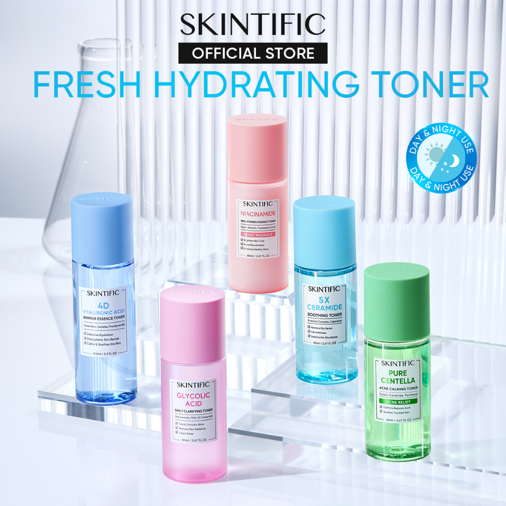 SKINTIFIC Toner โทนเนอร์ 5% AHA BHA PHA น้ําตบ น้ำตบ ผลัดเซลล์ผิว Exfoliating คาล์มมิ่ง ไบรท์เทนนิ่ง