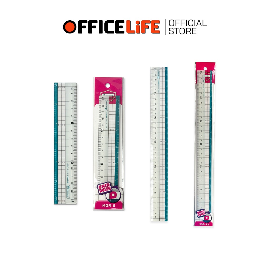 Master Art (มาสเตอร์อาร์ต) ไม้บรรทัดตาราง ไม้บรรทัดรุ่น MGR-6 / MGR-12 ขนาด 6 และ 12 นิ้ว ( 1 อัน )