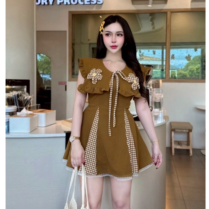 J31ชุด2ชิ้น/เสื้อมินิเดรสชิโนริ(แต่งชายลูกไม้)+กางเกงขาสั้น - รูปที่ 2