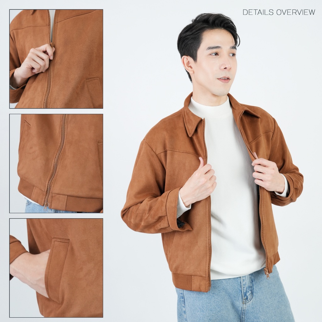 Overchills เสื้อแจ็คแก็ตผู้ชาย หนังกลับ แขนยาว ใส่ได้ทุกสภาพอากาศ - รูปที่ 2