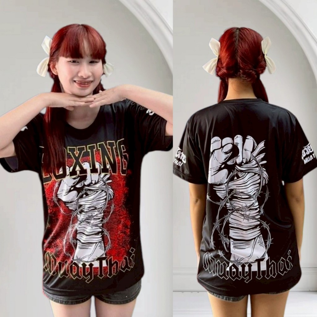 เสื้อยืดลาย มวยไทย Muay Thai 10 สวมใส่สบาย ได้ทุกสภาพอากาศ ผลิตโรงงานไทย