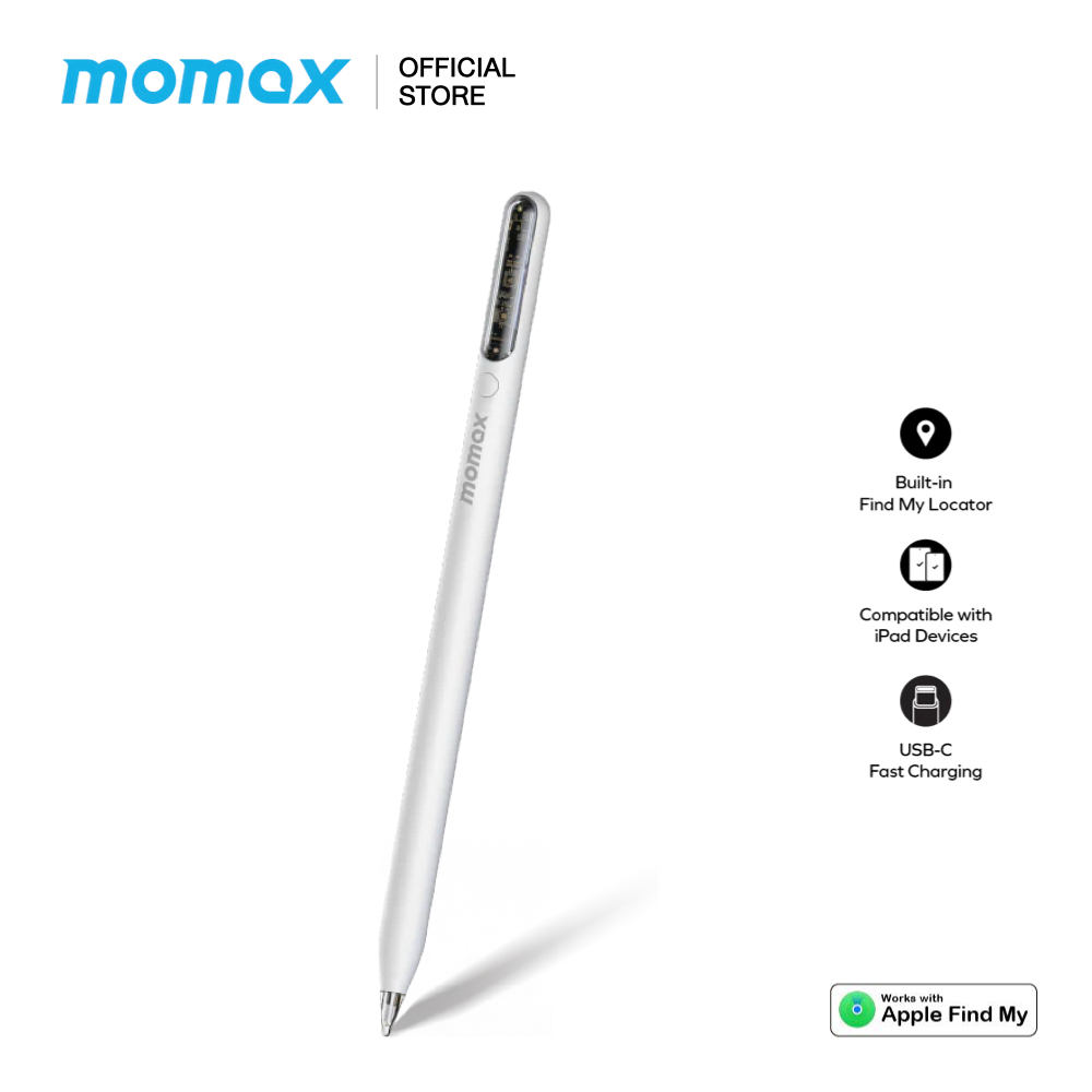 MOMAX ปากกาสไตลัส 1-Folio Flow USB-C Charging Stylus Pen with Ap Find My ออกแบบมาเพื่อ iP@d