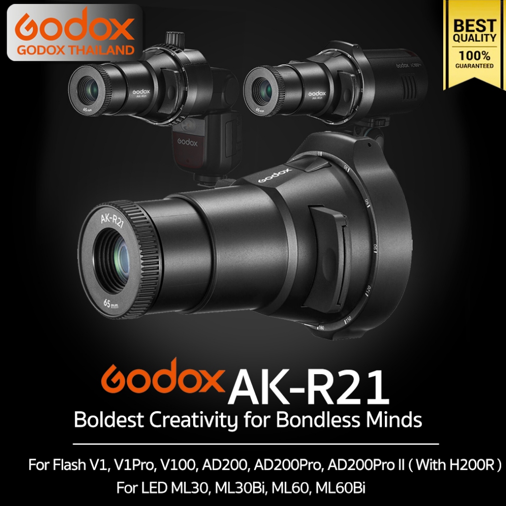 Godox AK-R21 Projection Attachment for Round Head Flash  V1, V1Pro, V100, AD100Pro , AD200 (with H20