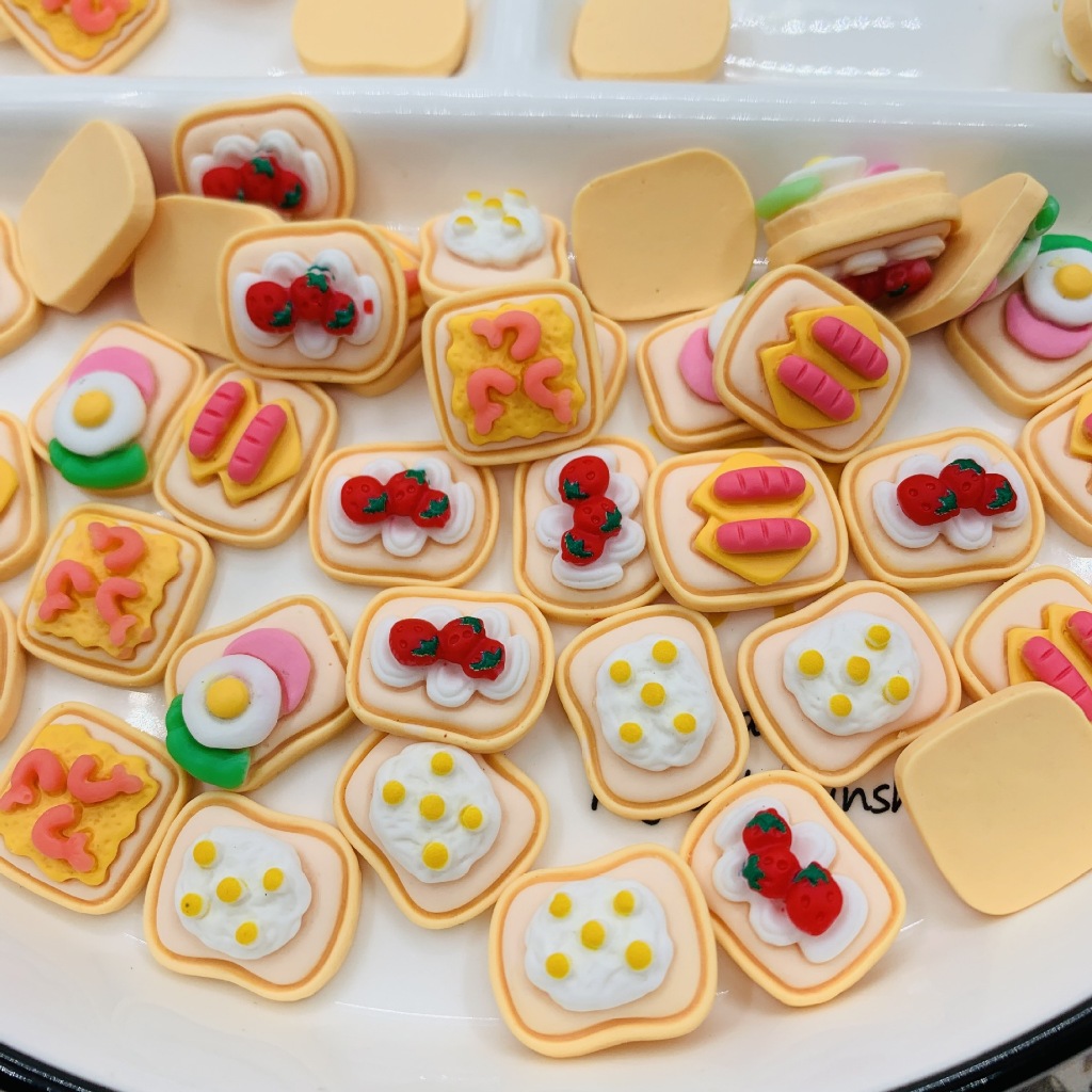 j348 ขนมปังแซนวิส ฮอทดอก ของจิ๋วของเล่นแพ็คละ 10 ชิ้น