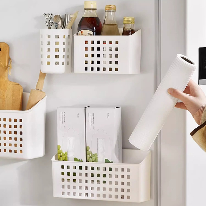 กล่องเก็บของติดตู้เย็น แม่เหล็กดูด กล่องจัดเก็บความจุใหญ่ ติดแผ่นดูด แข็งแรงรับน้ำหนักได้มาก ชั้นเก็บของในครัว